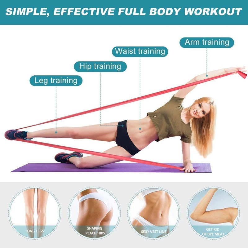 Natural Latex Resistance Bands - Home Pilates Yoga ulasan dan harga