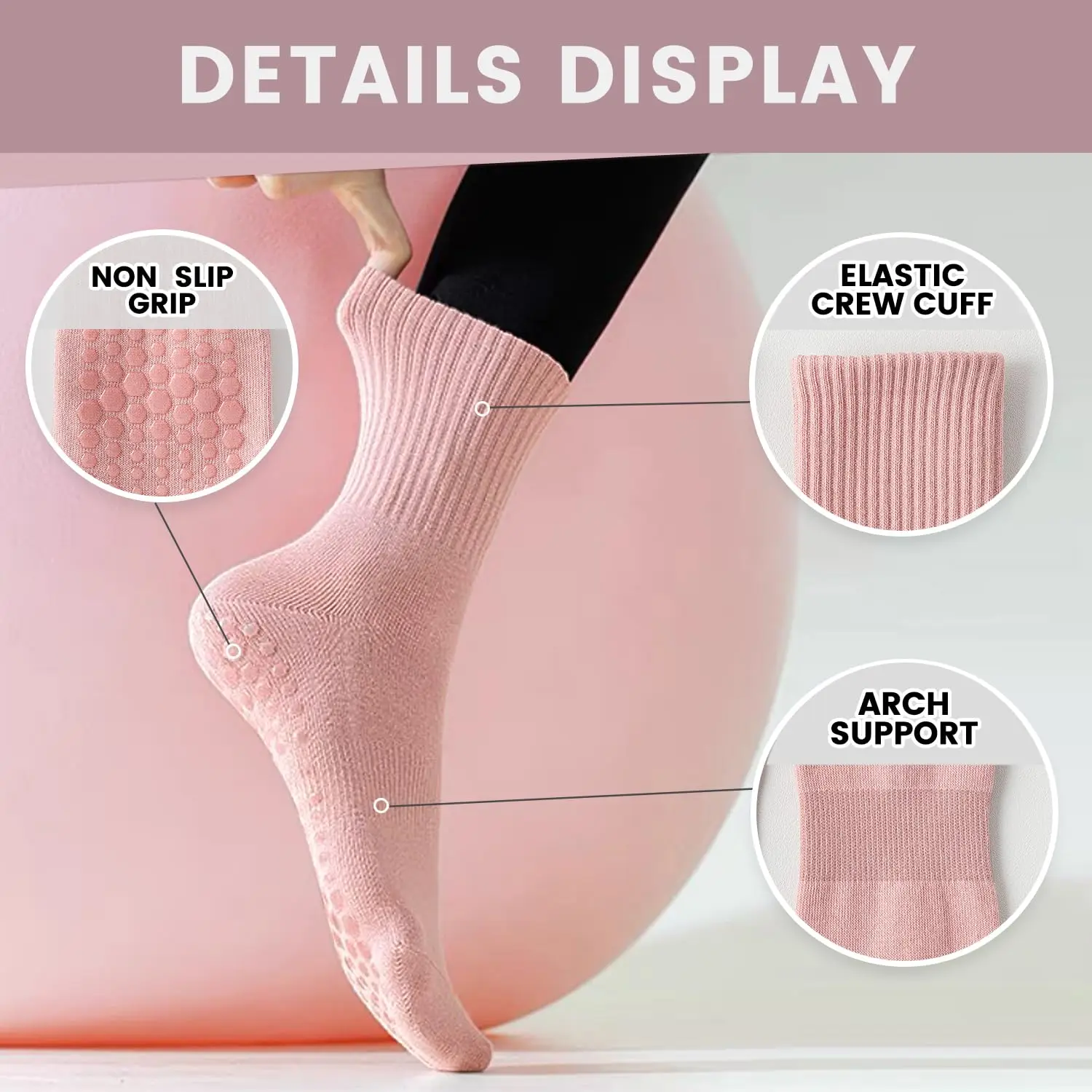 4 pairs of women's yoga socks, - Pilates Yoga Origin ulasan dan harga