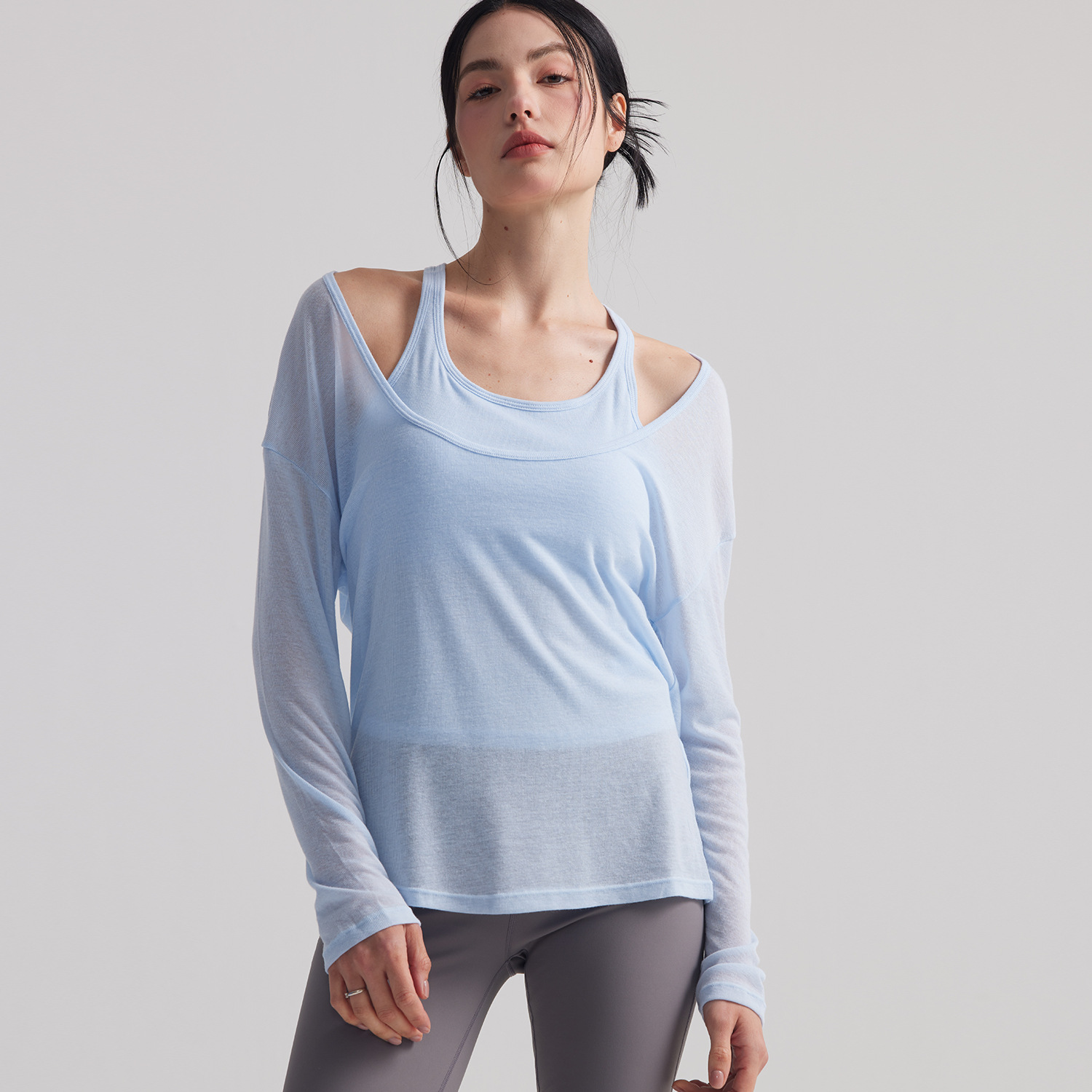 Women Loose Semi Sheer Long Sl - Pilates Yoga And Gym ulasan dan harga