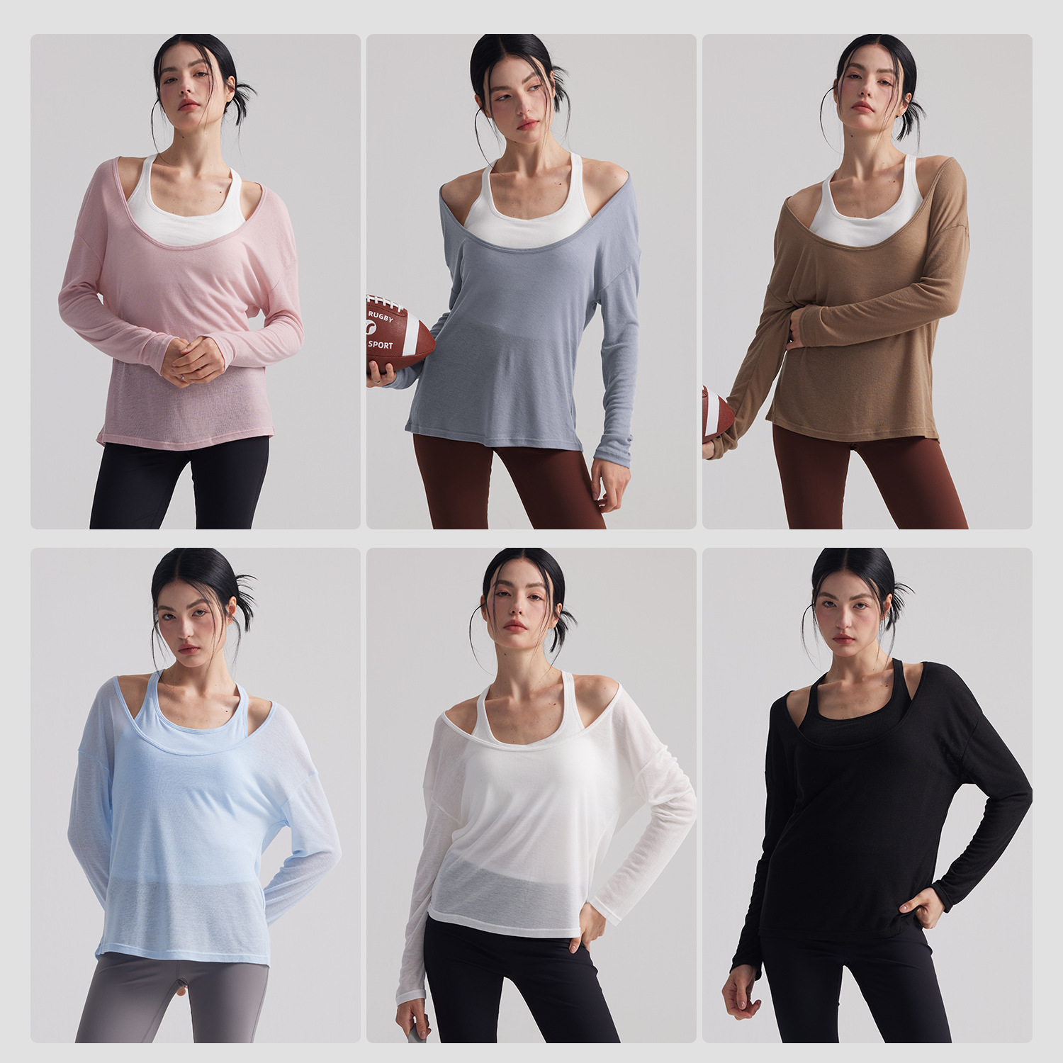 Women Loose Semi Sheer Long Sl - Pilates Yoga And Gym ulasan dan harga