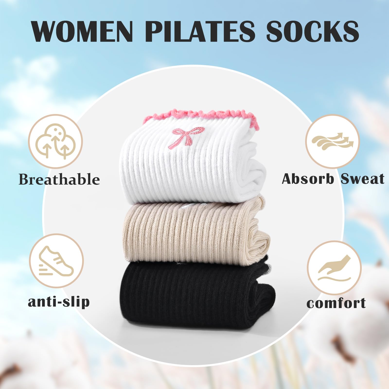 3 Pairs Non-Slip Grip Pilates  - Pilates Yoga Hose ulasan dan harga